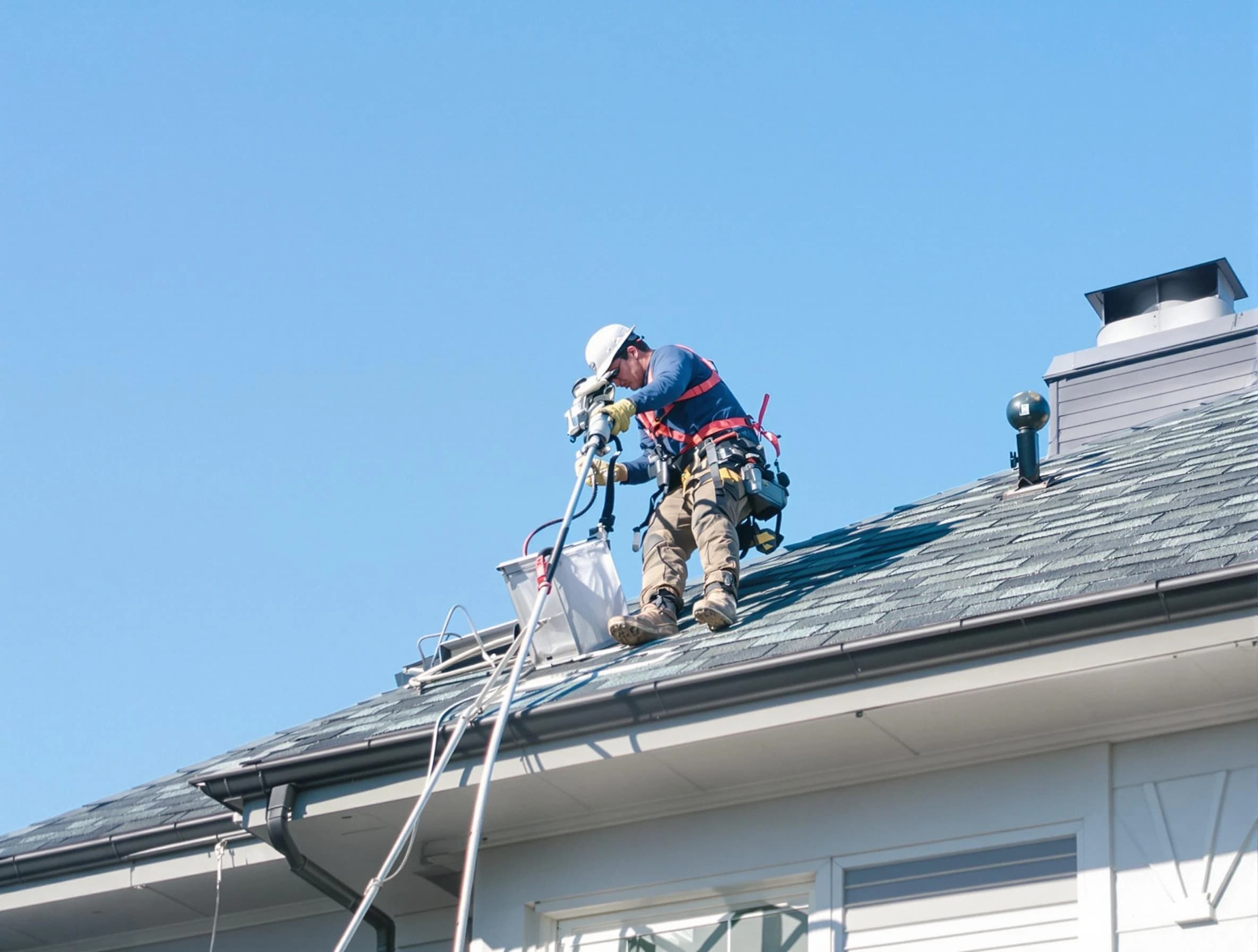 South Jordan Dryer Vent Cleaning certified technician cleaning a roof-mounted dryer vent system in South Jordan