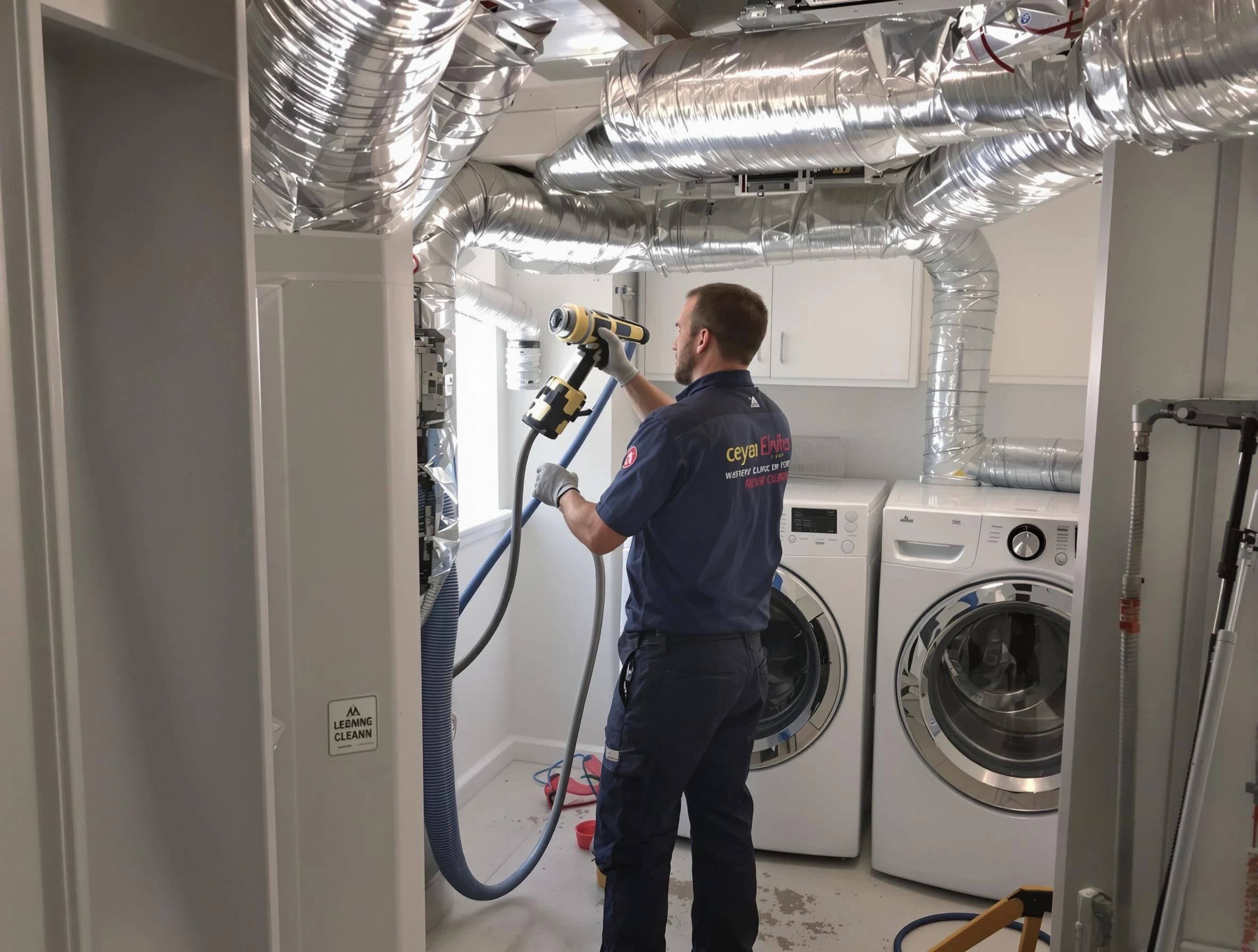 South Jordan Dryer Vent Cleaning specialist using advanced equipment for thorough duct cleaning in South Jordan